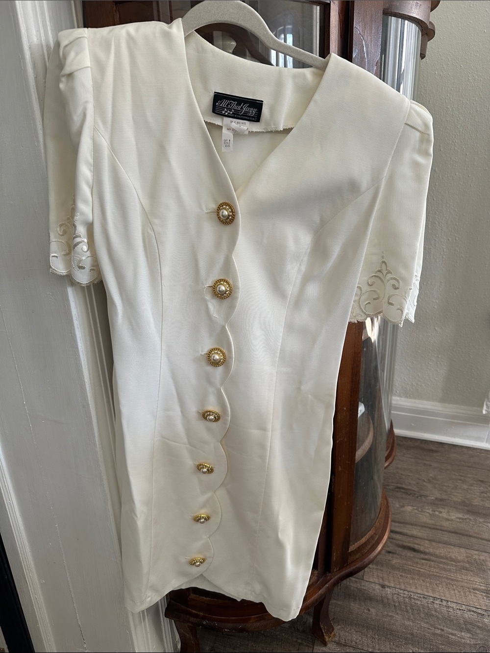 All That Jazz Ivory Scalloped vintage Button Midi Dress
